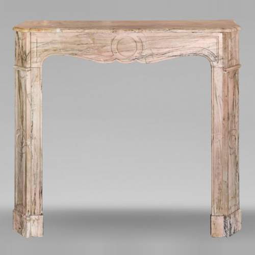 Louis XV style Pompadour model fireplace in pink Portuguese marble