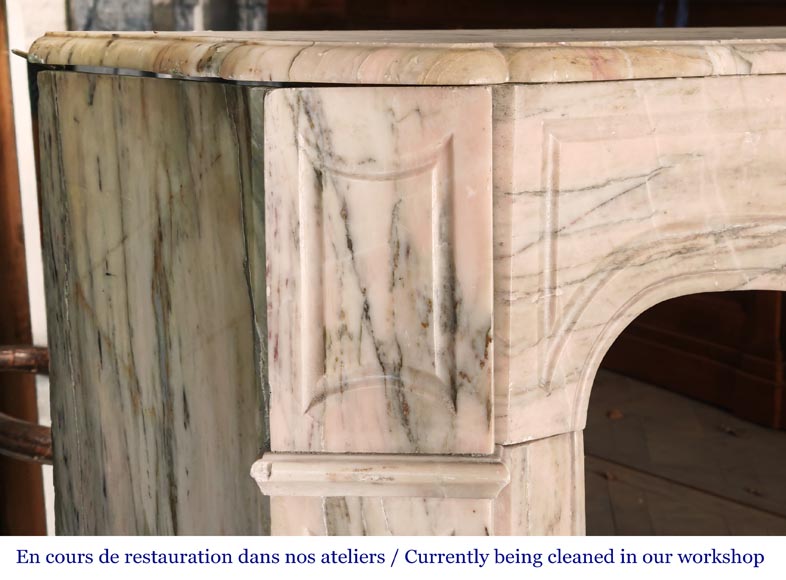 Louis XV style Pompadour model fireplace in pink Portuguese marble Louis XV style Pompadour model fireplace in pink Portuguese marble-3
