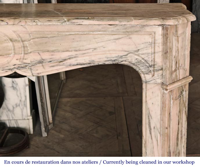 Louis XV style Pompadour model fireplace in pink Portuguese marble Louis XV style Pompadour model fireplace in pink Portuguese marble-5
