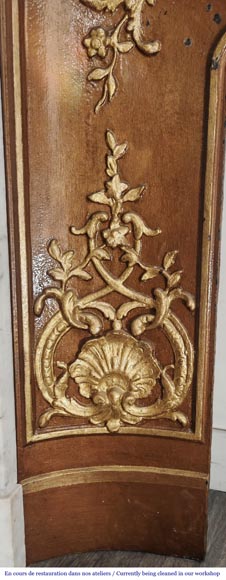 Louis XV style fireplace with floral decoration, in Carrara marble Louis XV style fireplace with floral decoration, in Carrara marble-13