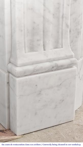 Louis XVI style fireplace with vegetal decoration, in Carrara marble Louis XVI style fireplace with vegetal decoration, in Carrara marble-7