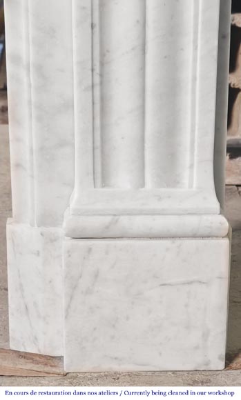Louis XVI style fireplace with vegetal decoration, in Carrara marble Louis XVI style fireplace with vegetal decoration, in Carrara marble-10