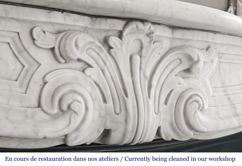 Louis XV style fireplace decorated with a palmette, in Carrara marble-2