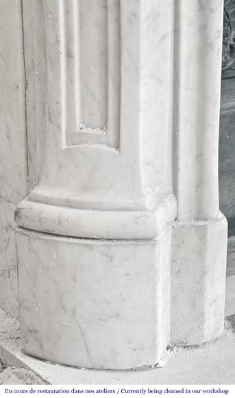 Louis XV style fireplace decorated with a palmette, in Carrara marble-5