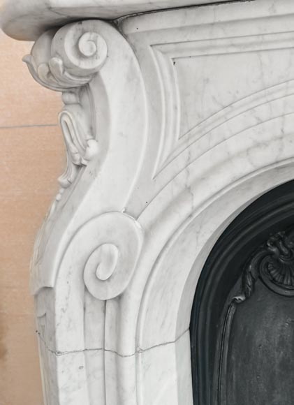 Louis XV style fireplace decorated with a palmette, in Carrara marble-6
