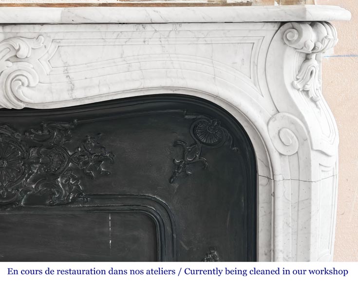 Louis XV style fireplace decorated with a palmette, in Carrara marble-8
