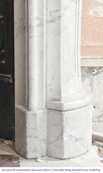 Louis XV style fireplace decorated with a palmette, in Carrara marble-9