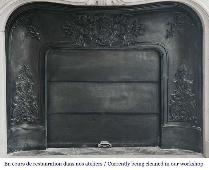 Louis XV style fireplace decorated with a palmette, in Carrara marble-10