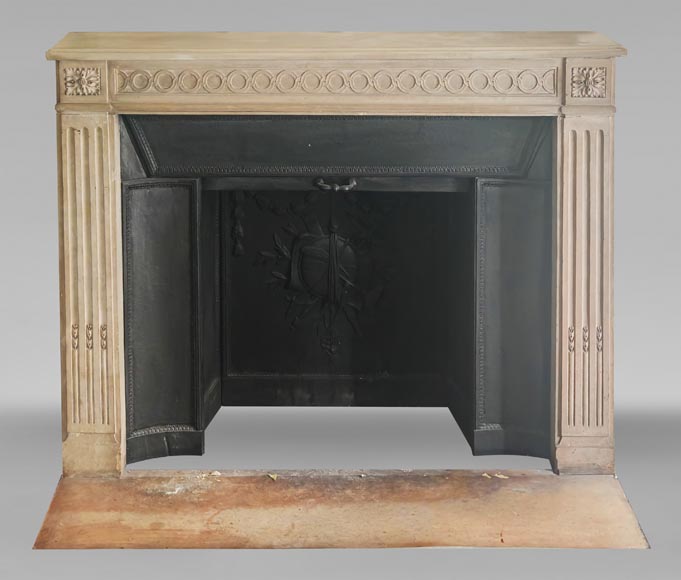 Louis XVI style fireplace decorated with a Greek key frieze Louis XVI style fireplace decorated with a Greek key frieze-0
