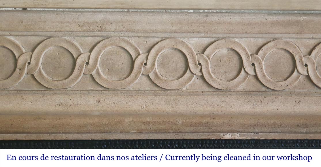 Louis XVI style fireplace decorated with a Greek key frieze Louis XVI style fireplace decorated with a Greek key frieze-1
