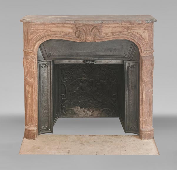 Louis XV-style stone fireplace, adorned with a palmette Louis XV-style stone fireplace, adorned with a palmette-0