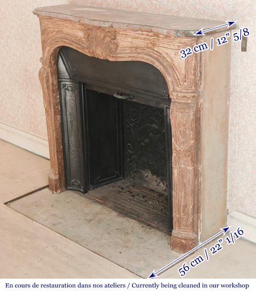 Louis XV-style stone fireplace, adorned with a palmette Louis XV-style stone fireplace, adorned with a palmette-5