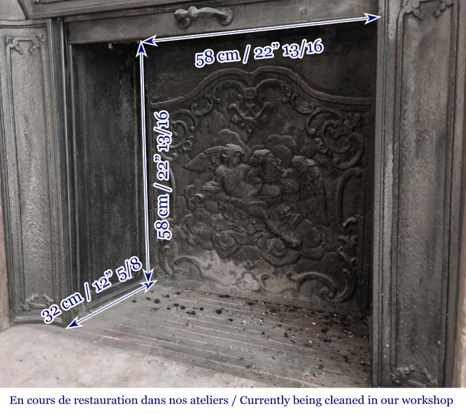 Louis XV-style stone fireplace, adorned with a palmette Louis XV-style stone fireplace, adorned with a palmette-9