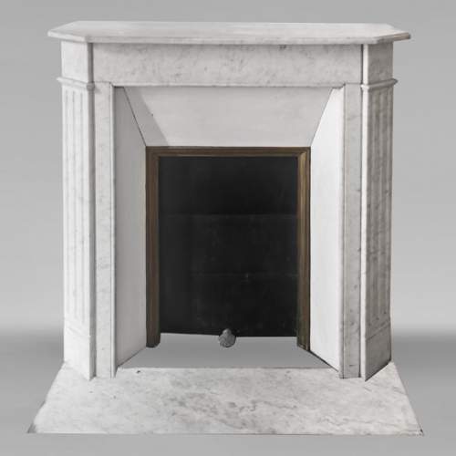 Louis XVI style Carrara marble fireplace with fluted legs