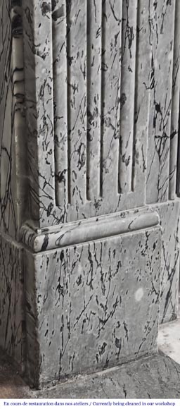 Louis XVI-style fireplace in blue fleuri marble, featuring fluted decoration Louis XVI-style fireplace in blue fleuri marble, featuring fluted decoration-3
