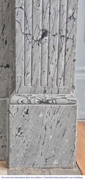 Louis XVI-style fireplace in blue fleuri marble, featuring fluted decoration Louis XVI-style fireplace in blue fleuri marble, featuring fluted decoration-6