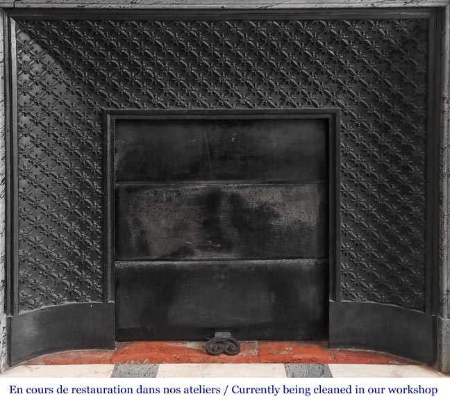 Louis XVI-style fireplace in blue fleuri marble, featuring fluted decoration Louis XVI-style fireplace in blue fleuri marble, featuring fluted decoration-7