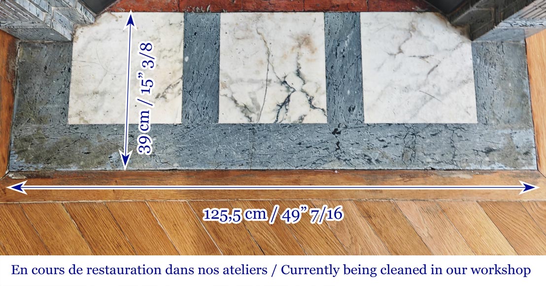 Louis XVI-style fireplace in blue fleuri marble, featuring fluted decoration Louis XVI-style fireplace in blue fleuri marble, featuring fluted decoration-8