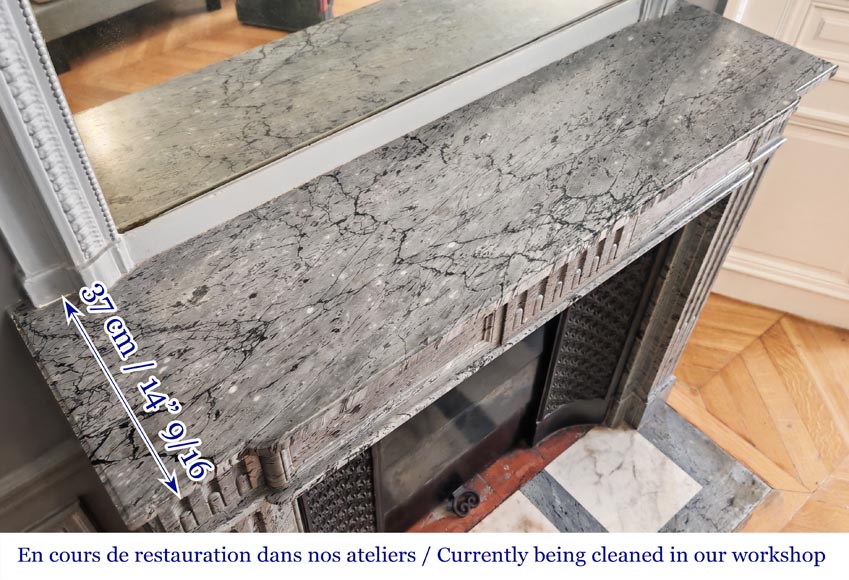 Louis XVI-style fireplace in blue fleuri marble, featuring fluted decoration Louis XVI-style fireplace in blue fleuri marble, featuring fluted decoration-9