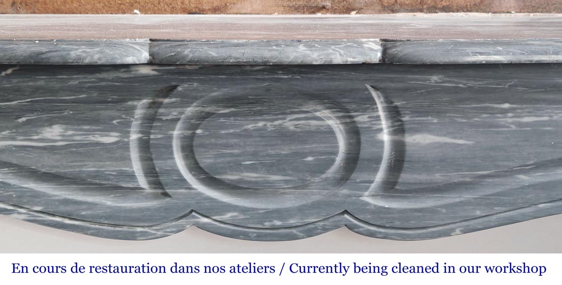 Louis XV style fireplace Pompadour model in Bleu Turquin marble Louis XV style fireplace Pompadour model in Bleu Turquin marble-1