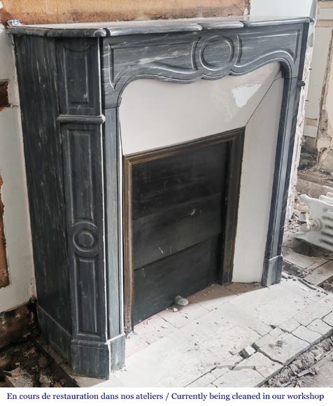 Louis XV style fireplace Pompadour model in Bleu Turquin marble Louis XV style fireplace Pompadour model in Bleu Turquin marble-2