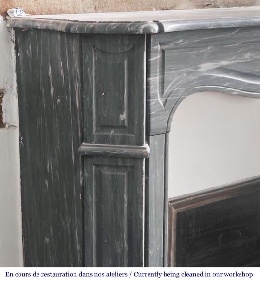 Louis XV style fireplace Pompadour model in Bleu Turquin marble Louis XV style fireplace Pompadour model in Bleu Turquin marble-3