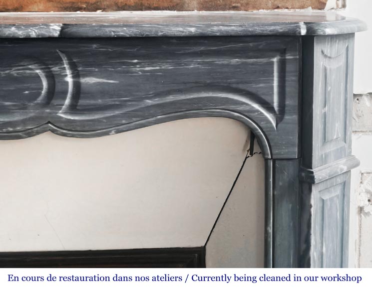 Louis XV style fireplace Pompadour model in Bleu Turquin marble Louis XV style fireplace Pompadour model in Bleu Turquin marble-6