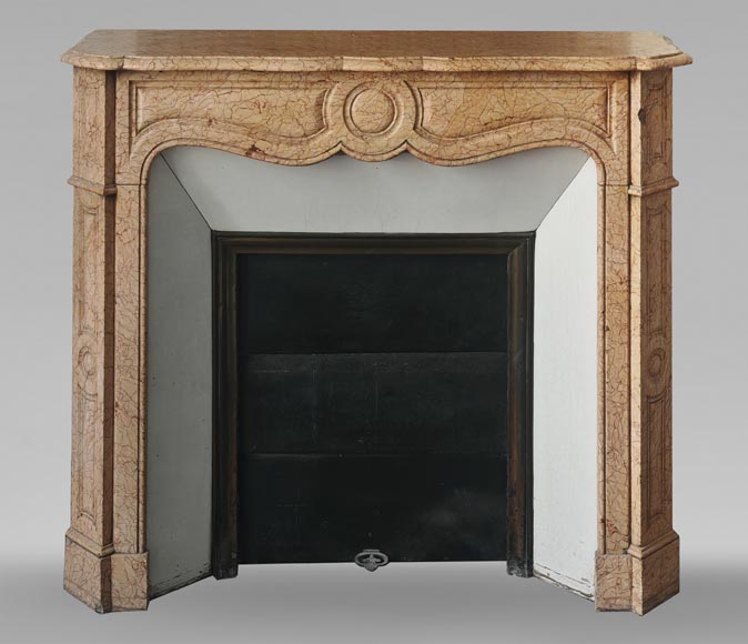 Louis XV-style fireplace, Pompadour type, in yellow brocatelle marble Louis XV-style fireplace, Pompadour type, in yellow brocatelle marble-0