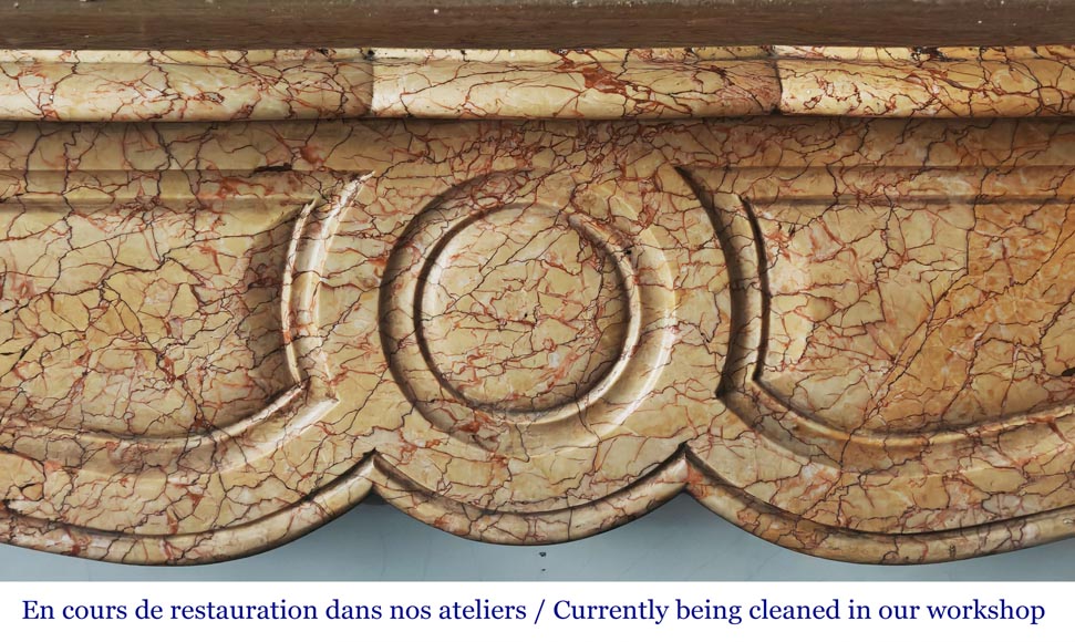 Louis XV-style fireplace, Pompadour type, in yellow brocatelle marble Louis XV-style fireplace, Pompadour type, in yellow brocatelle marble-1