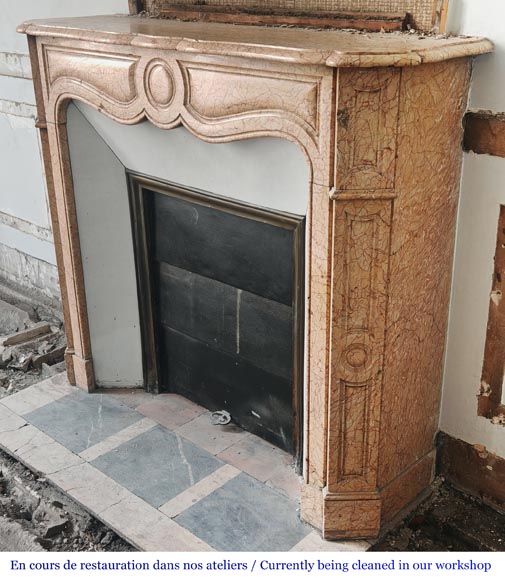 Louis XV-style fireplace, Pompadour type, in yellow brocatelle marble Louis XV-style fireplace, Pompadour type, in yellow brocatelle marble-5