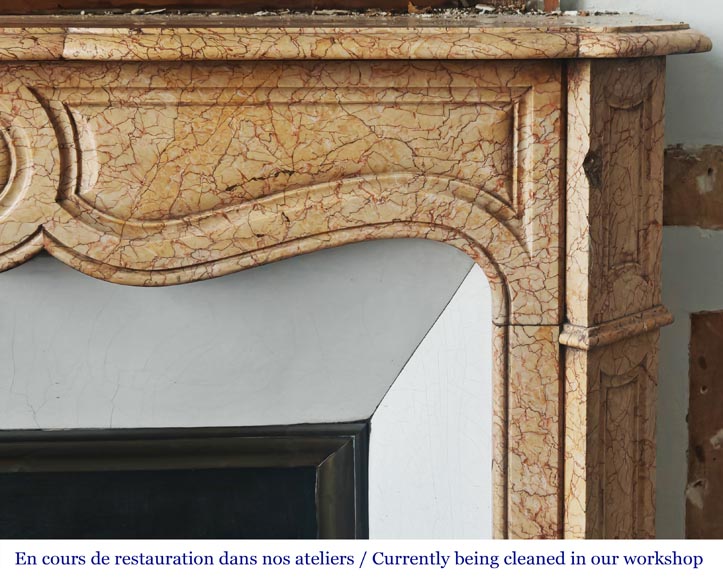 Louis XV-style fireplace, Pompadour type, in yellow brocatelle marble Louis XV-style fireplace, Pompadour type, in yellow brocatelle marble-6