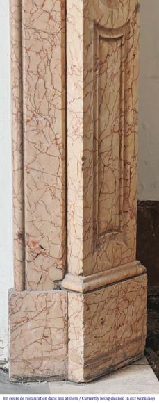 Louis XV-style fireplace, Pompadour type, in yellow brocatelle marble Louis XV-style fireplace, Pompadour type, in yellow brocatelle marble-7
