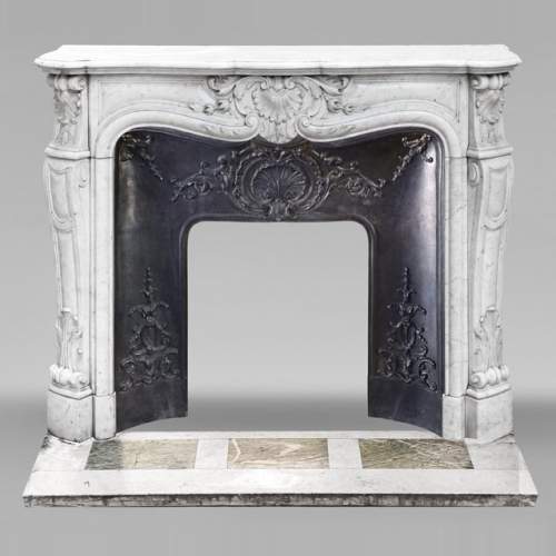 Louis XV style Carrara marble fireplace
