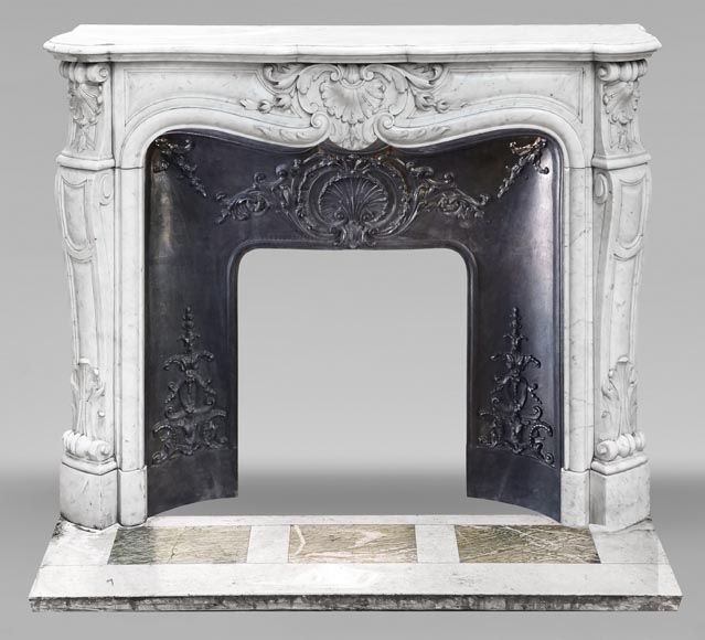 Louis XV style Carrara marble fireplace Louis XV style Carrara marble fireplace-0