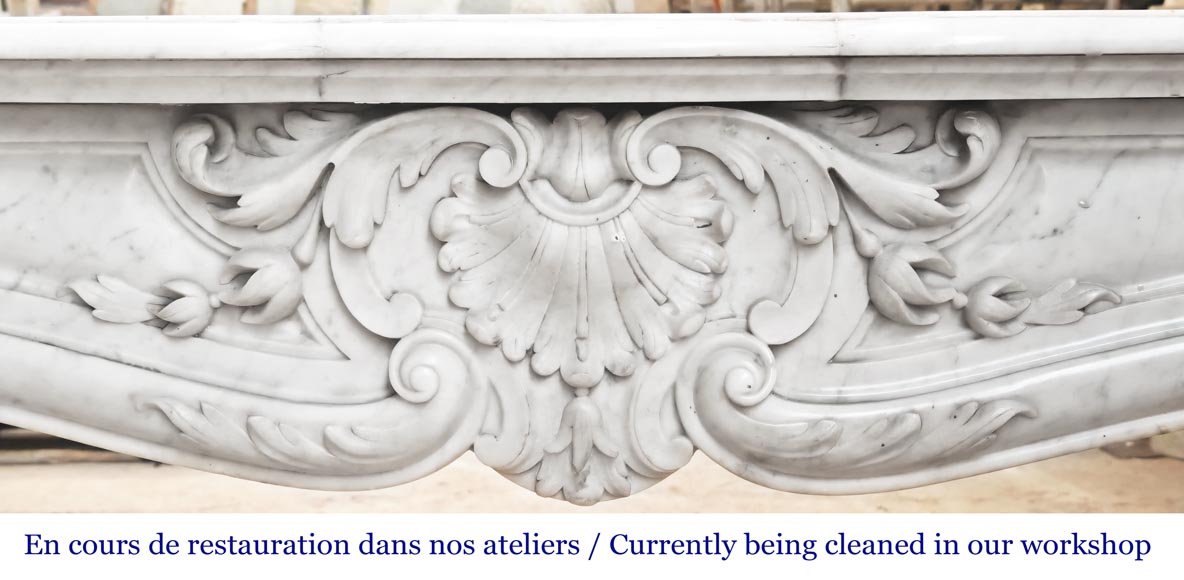 Louis XV style Carrara marble fireplace Louis XV style Carrara marble fireplace-1