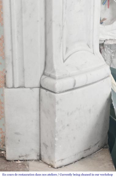 Louis XV style fireplace, Pompadour model, in Carrara marble Louis XV style fireplace, Pompadour model, in Carrara marble-7