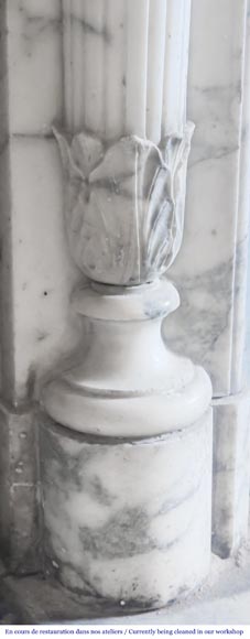 Louis XVI style curved-front fireplace in Arabescato marble, featuring half-columns of the Corinthian order Louis XVI style curved-front fireplace in Arabescato marble, featuring half-columns of the Corinthian order-5