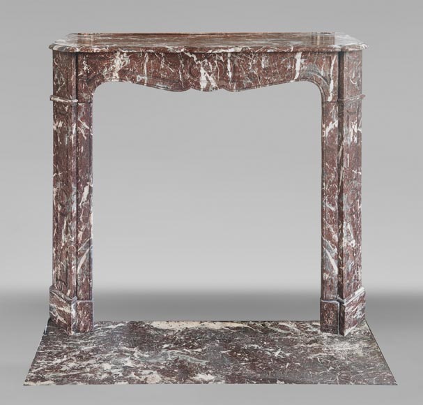 Louis XV style fireplace, Pompadour model, in Northern red marble Louis XV style fireplace, Pompadour model, in Northern red marble-0