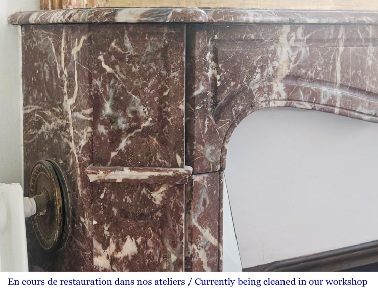 Louis XV style fireplace, Pompadour model, in Northern red marble Louis XV style fireplace, Pompadour model, in Northern red marble-3