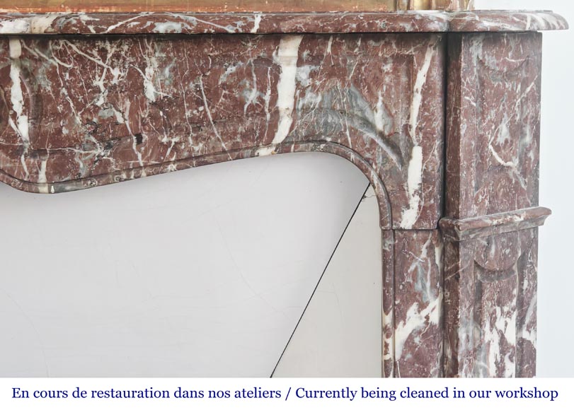 Louis XV style fireplace, Pompadour model, in Northern red marble Louis XV style fireplace, Pompadour model, in Northern red marble-6