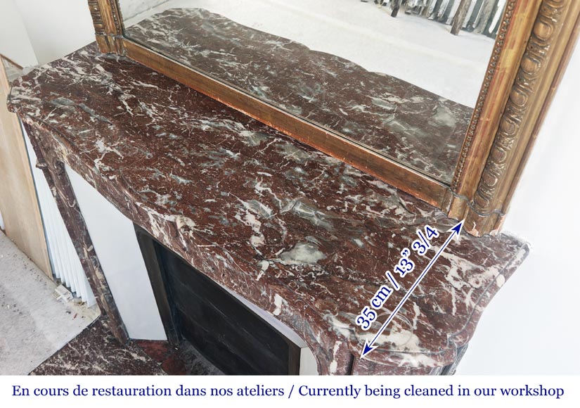 Louis XV style fireplace, Pompadour model, in Northern red marble Louis XV style fireplace, Pompadour model, in Northern red marble-9