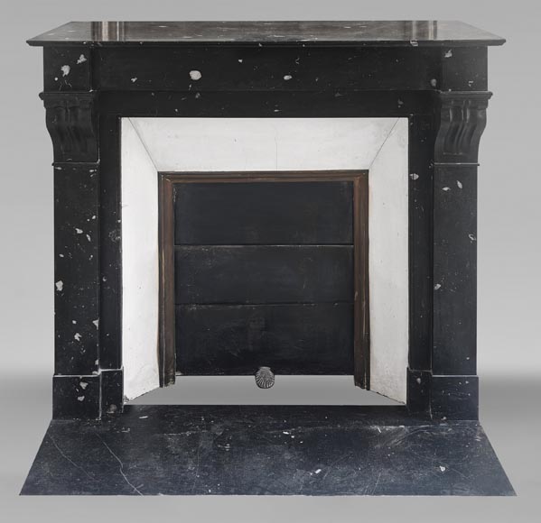 Napoleon III style fireplace, modillion type, in speckled black marble Napoleon III style fireplace, modillion type, in speckled black marble-0