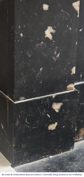 Napoleon III style fireplace, modillion type, in speckled black marble Napoleon III style fireplace, modillion type, in speckled black marble-4