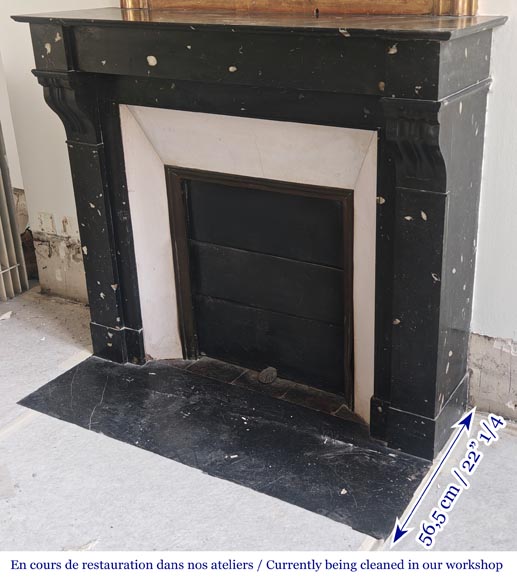 Napoleon III style fireplace, modillion type, in speckled black marble Napoleon III style fireplace, modillion type, in speckled black marble-5