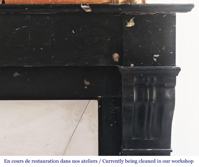 Napoleon III style fireplace, modillion type, in speckled black marble Napoleon III style fireplace, modillion type, in speckled black marble-6
