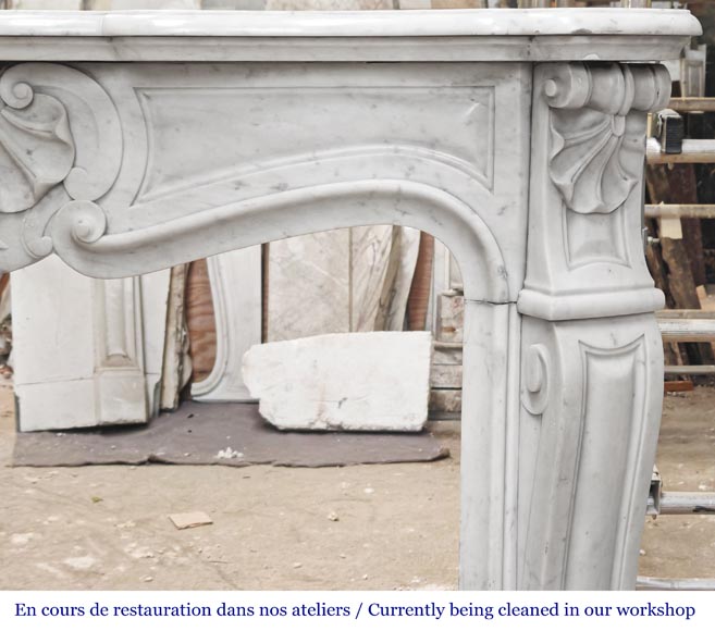 Louis XV style Carrara marble fireplace with three-shell motif Louis XV style Carrara marble fireplace with three-shell motif-7