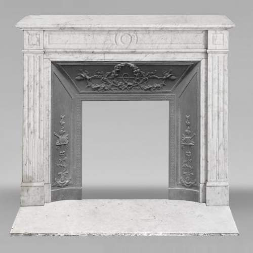 Louis XVI style Carrara marble fireplace
