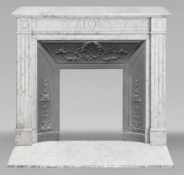 Louis XVI style Carrara marble fireplace Louis XVI style Carrara marble fireplace-0