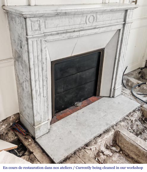 Louis XVI style Carrara marble fireplace Louis XVI style Carrara marble fireplace-2