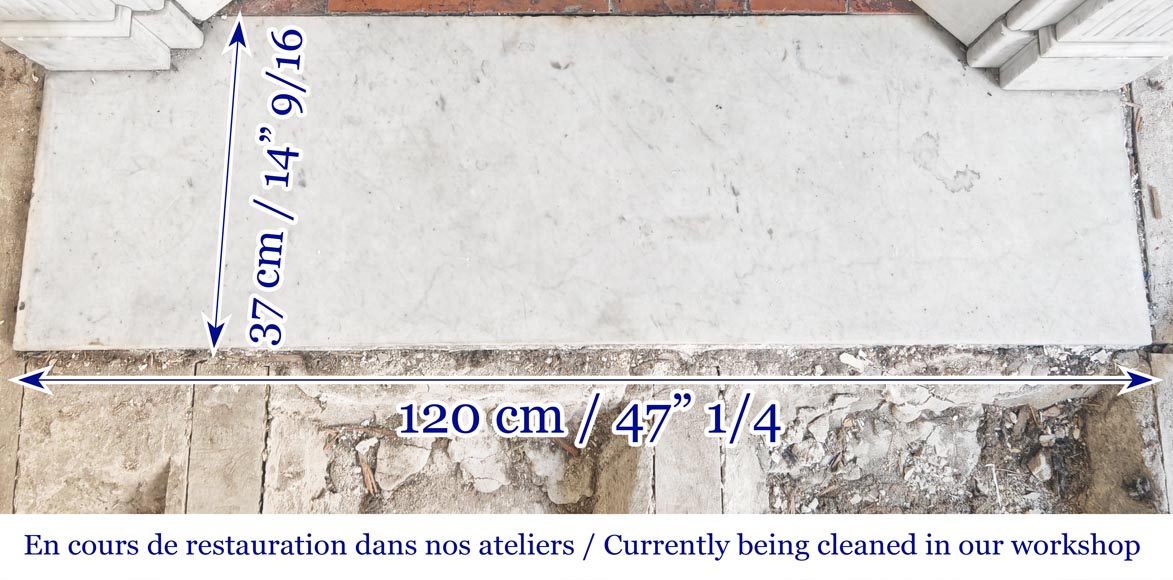 Louis XVI style Carrara marble fireplace Louis XVI style Carrara marble fireplace-8